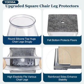 YOESSA chair leg covers installed on dining chair for easy on and off