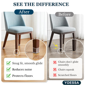 YOESSA square chair leg protectors close-up silicone edge ensures snug fit