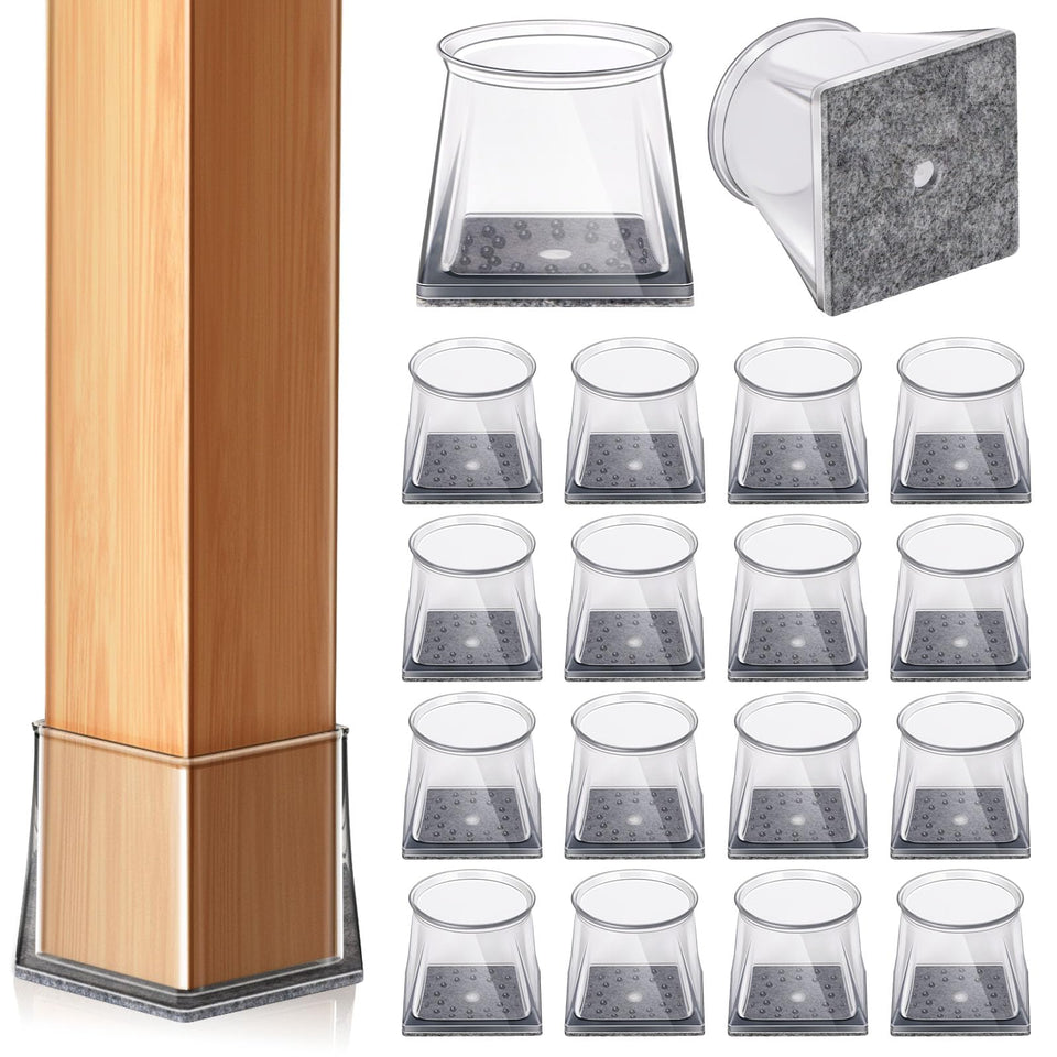 YOESSA square chair leg protectors top view with clear silicone felt pad for floor protection