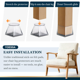 YOESSA square protectors with no-slip fit keep chairs stable