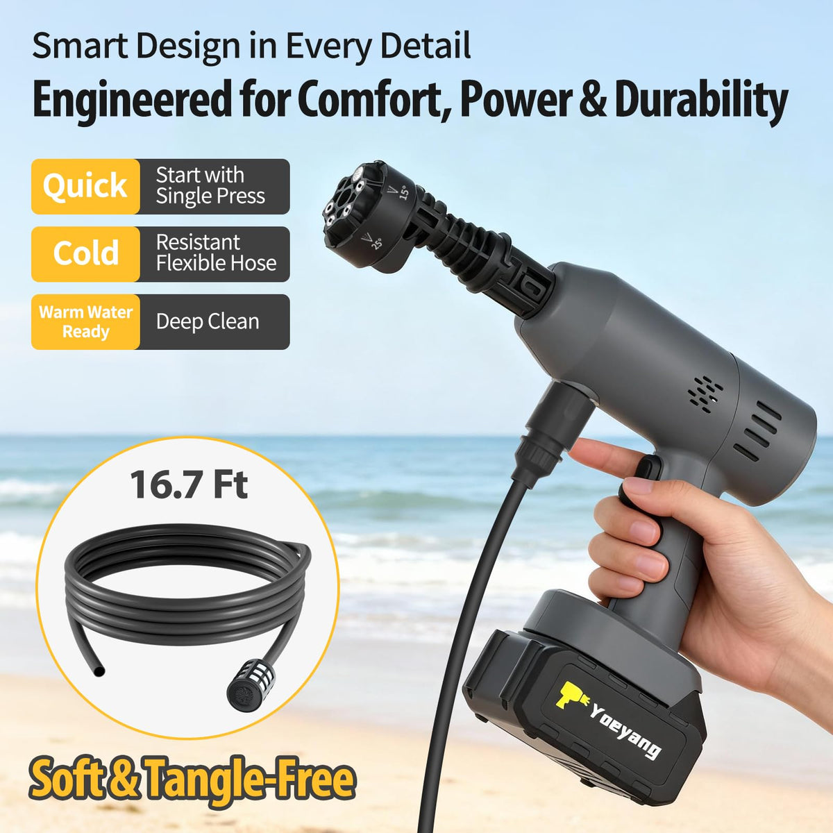 Rechargeable cordless design for flexible cleaning without cords