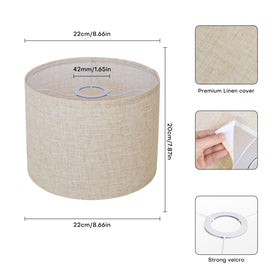 YoflowX beige linen drum lampshades side view soft glow for reading