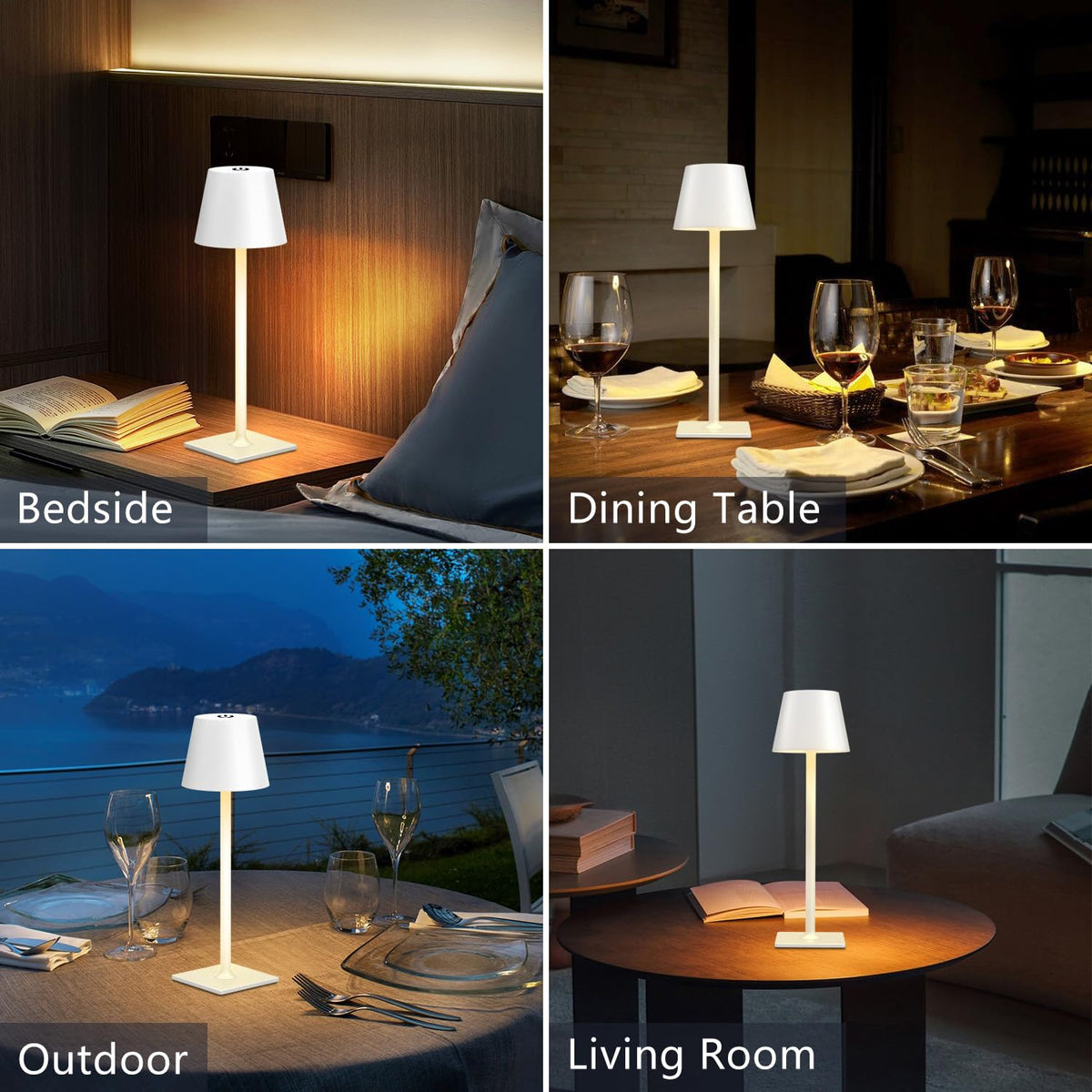 Yogaret cordless lamp charging via USB-C, convenient for camping or dinners.