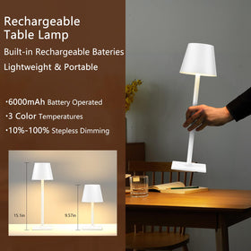 Yogaret lamp set on dining table, USB-C rechargeable for effortless power.