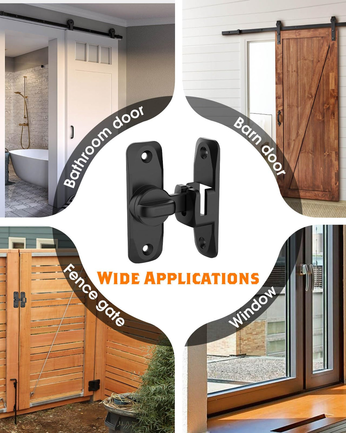 YogePote barn door lock used in cabinet or bathroom applications for space-saving security.