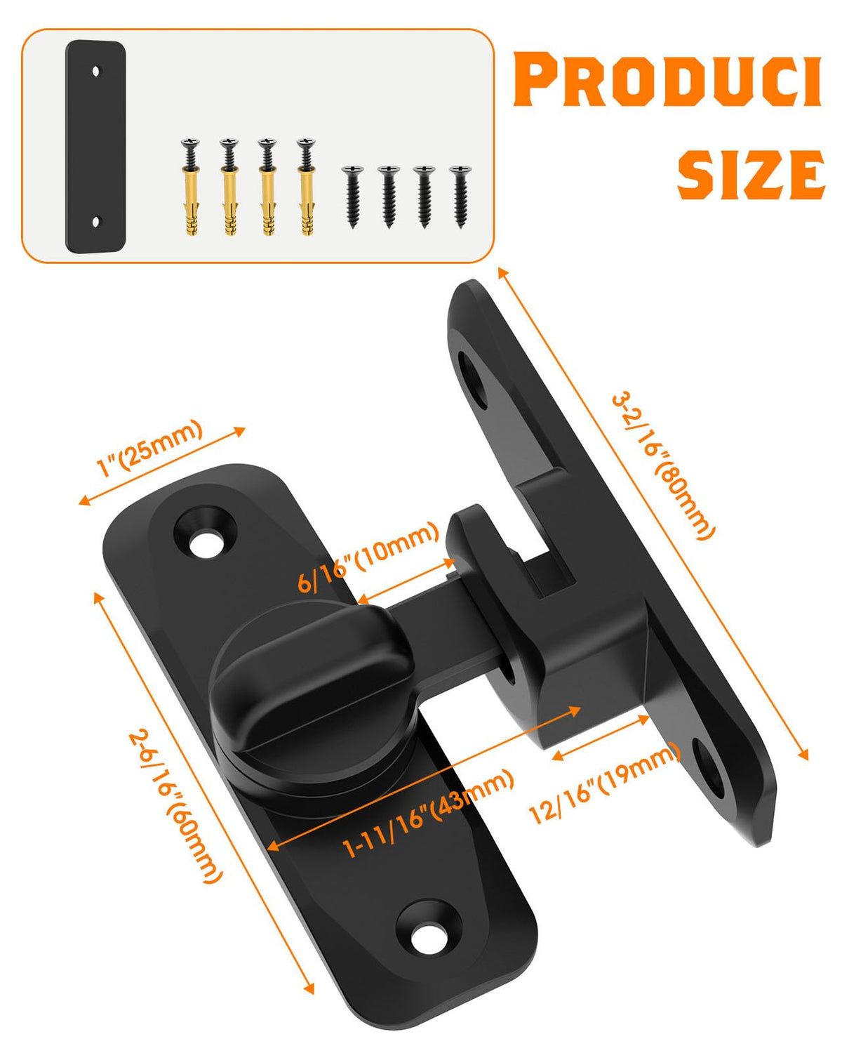 YogePote door lock angled installation illustrating left or right mounting options.
