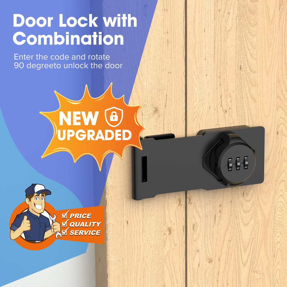 YogePote rotary hasp lock side view shows slim profile and 90/180-degree operation