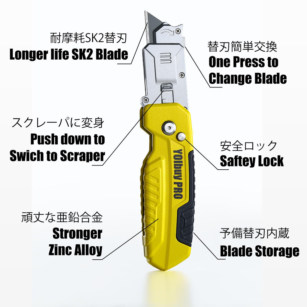 YOIbuy PRO foldable knife with safety angle lock for stable use
