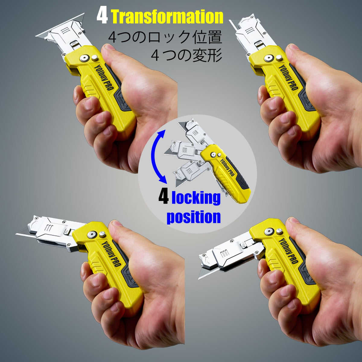 YOIbuy PRO foldable knife in scraper mode for adhesive removal
