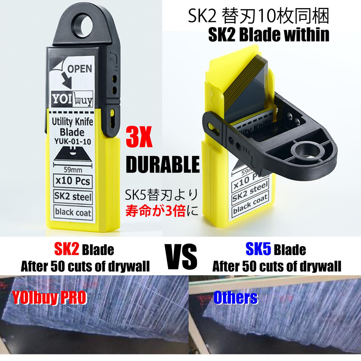 YOIbuy PRO SK2 replacement blades highlighting durability