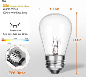 Warm white 2700K S14 bulb delivering cozy ambiance for evenings outdoors