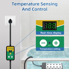 Yoisie immersion heater uses dry burn protection with audible alarm for safety.