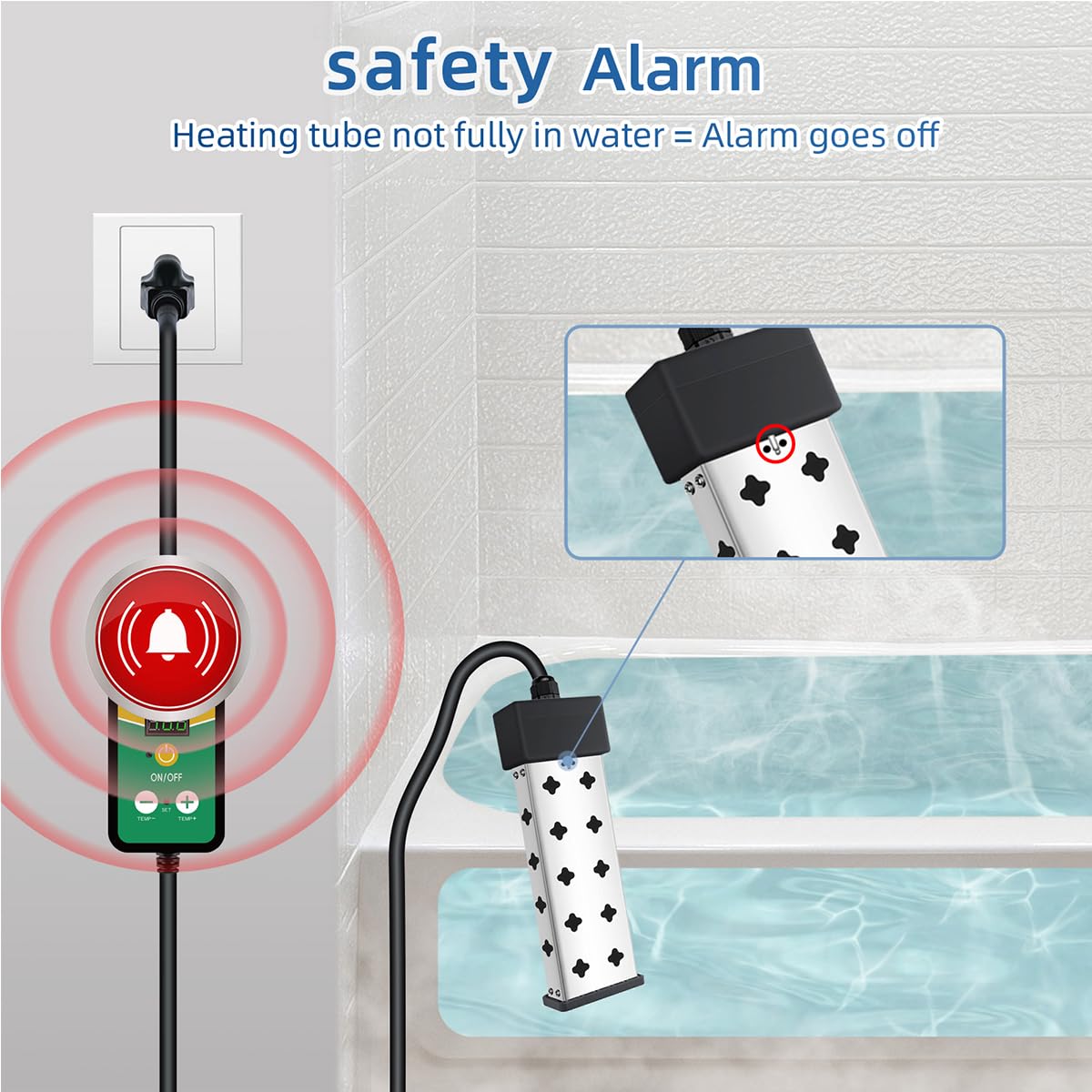 Yoisie immersion heater has a heat‑resistant safety housing for durability.
