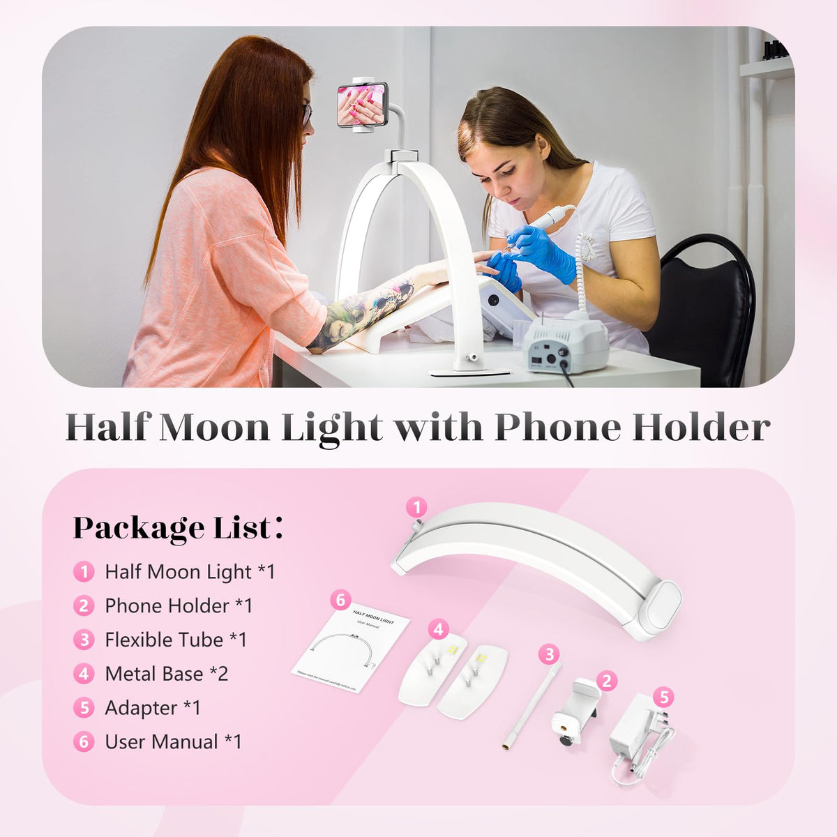 Yokilly 23-inch half-moon design provides even, consistent lighting.