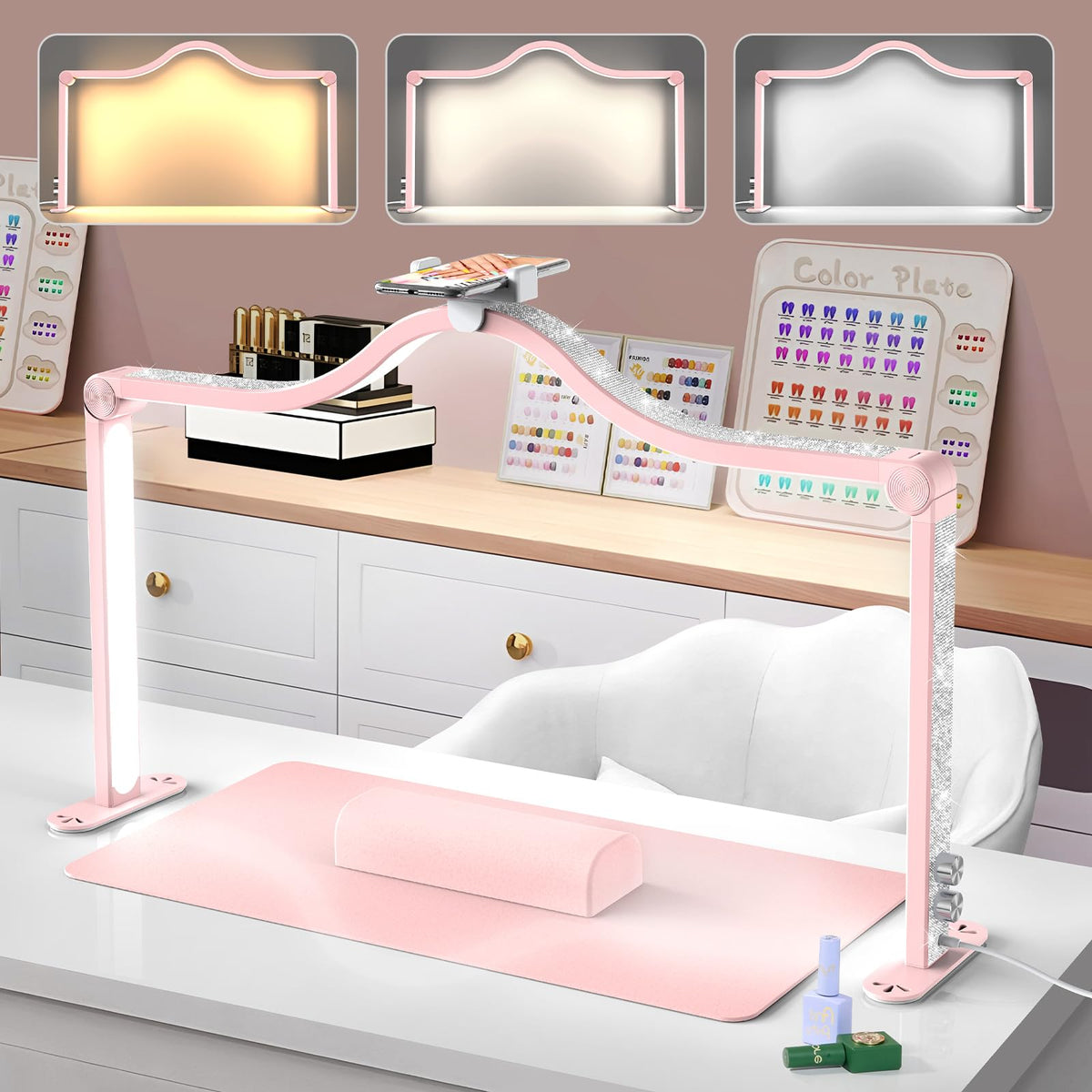 Yokilly Arc Half Moon Light foldable design enhances compact nail art spaces.