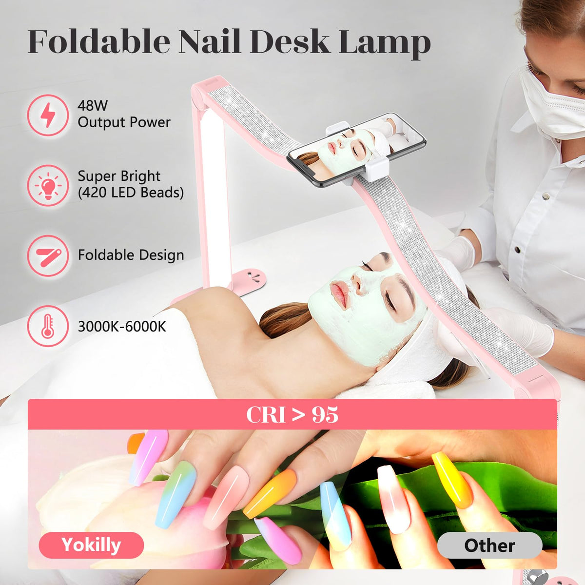Yokilly Arc Half Moon Light stepless brightness for precise nail detailing.