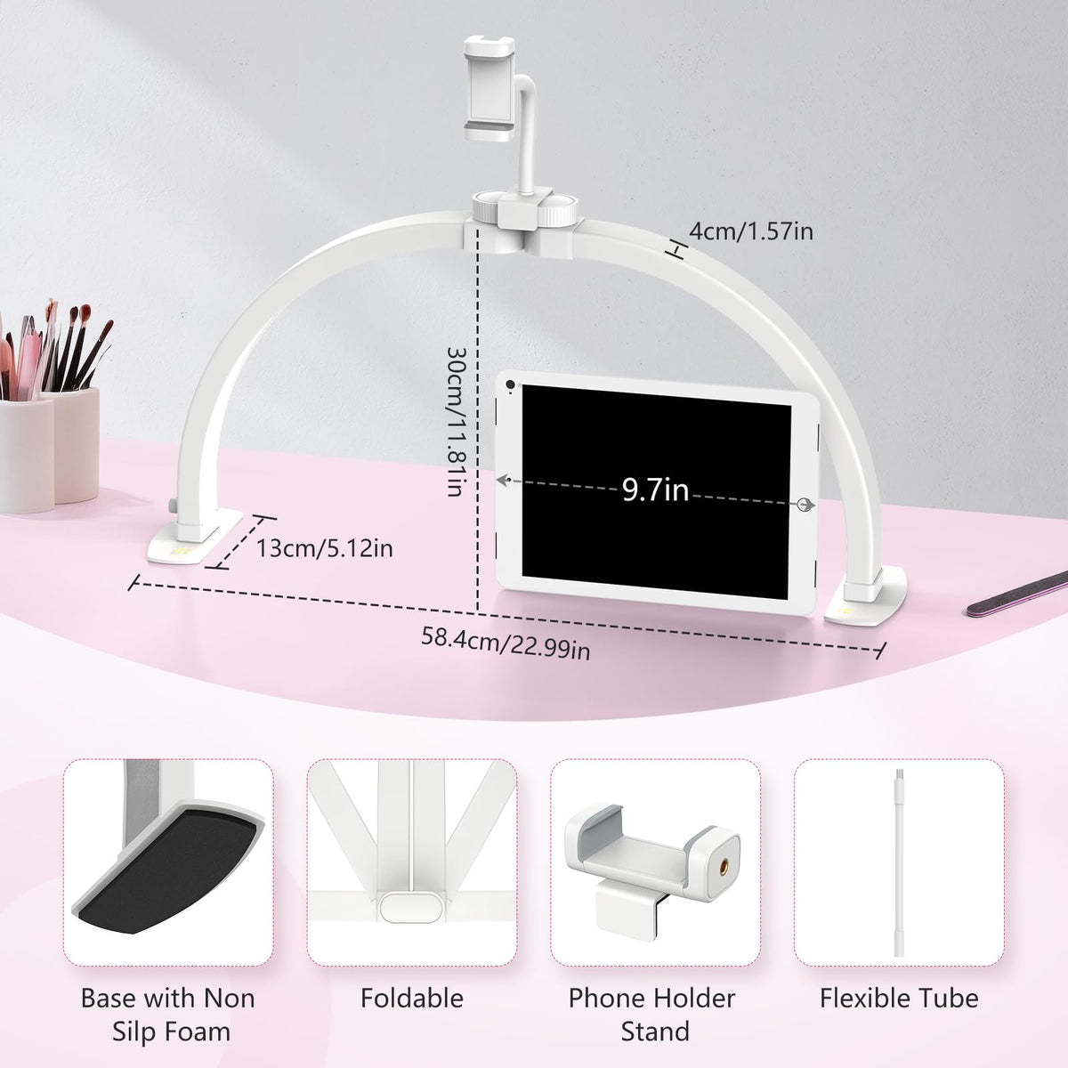 Yokilly foldable nail desk lamp saves space and is easy to store.