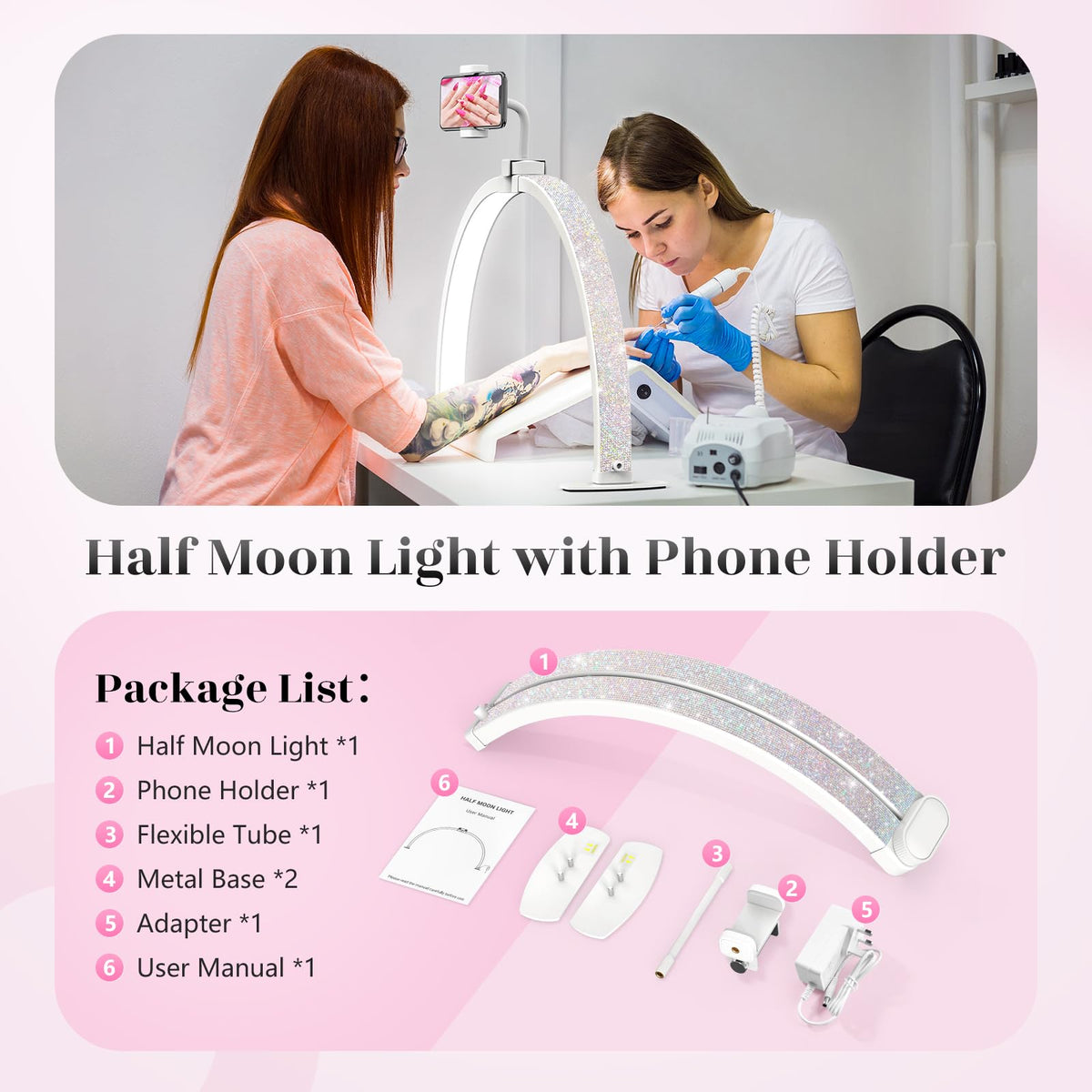 Yokilly Half Moon Light is ideal for nail art, crafts, and reading at the desk.