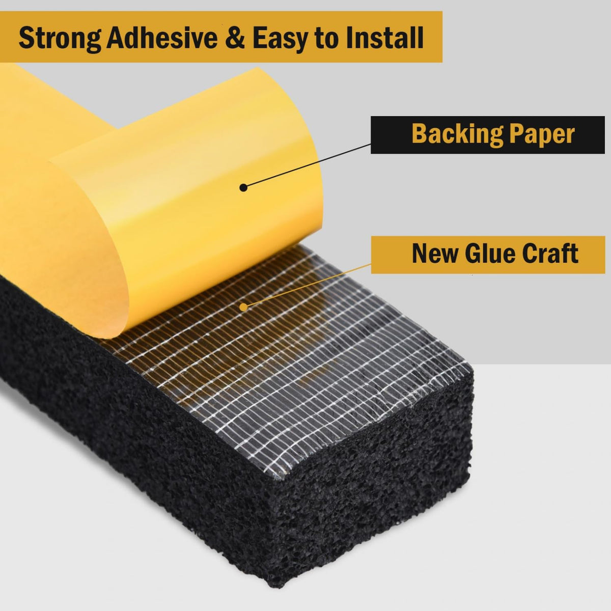 YoleShy foam tape close-up shows durable NBR+PVC material.