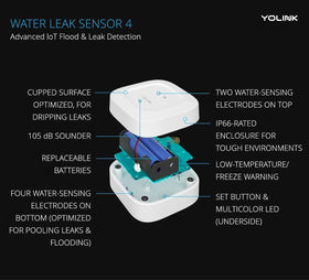 Close-up of 105 dB siren on YoLink Leak Sensor 4.