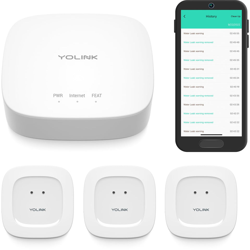 YoLink hub with cables showing Quick Plug and Play setup for home monitoring