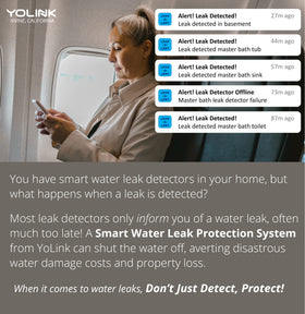 YoLink mobile alert example showing a leak notification