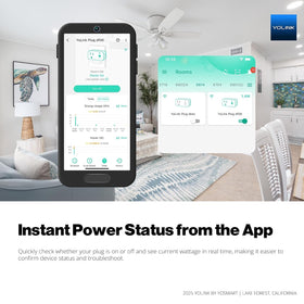 YoLink Real-time wattage display helps verify current load.