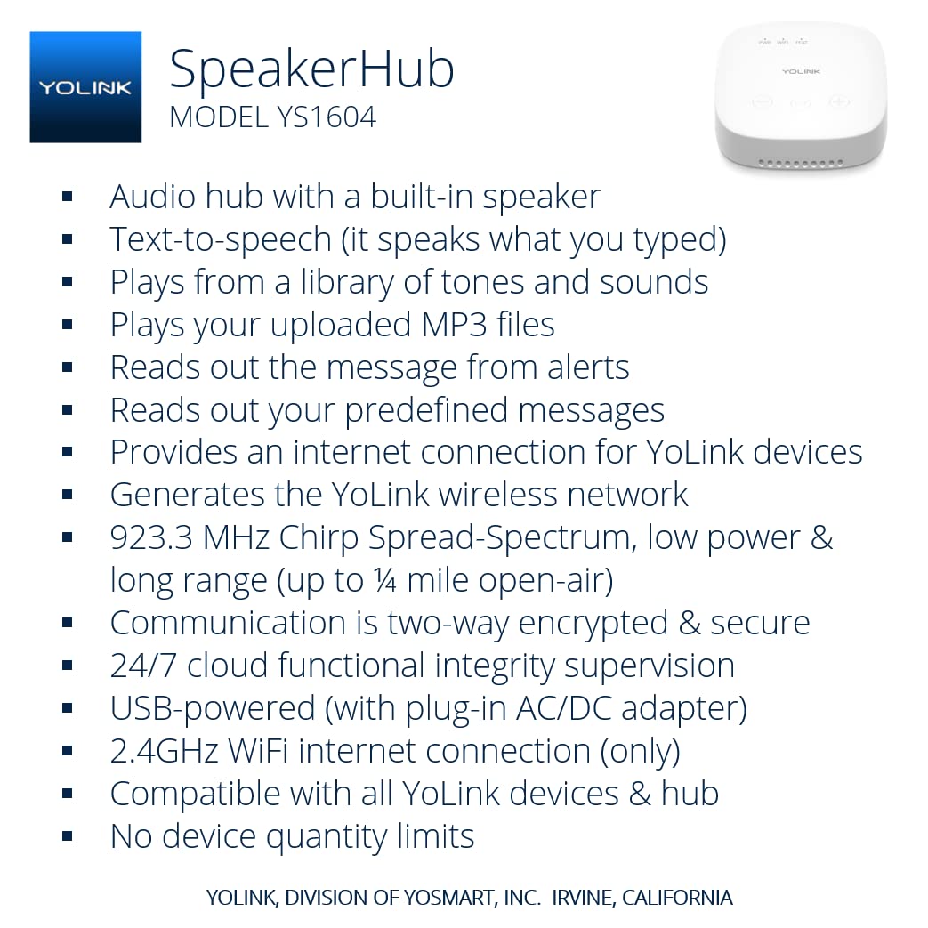 YoLink SpeakerHub app setup shows easy WiFi pairing for quick setup.