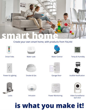 YoLink SpeakerHub in a smart home setup alongside other devices.