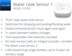 YoLink water leak sensor placed near an appliance for moisture monitoring