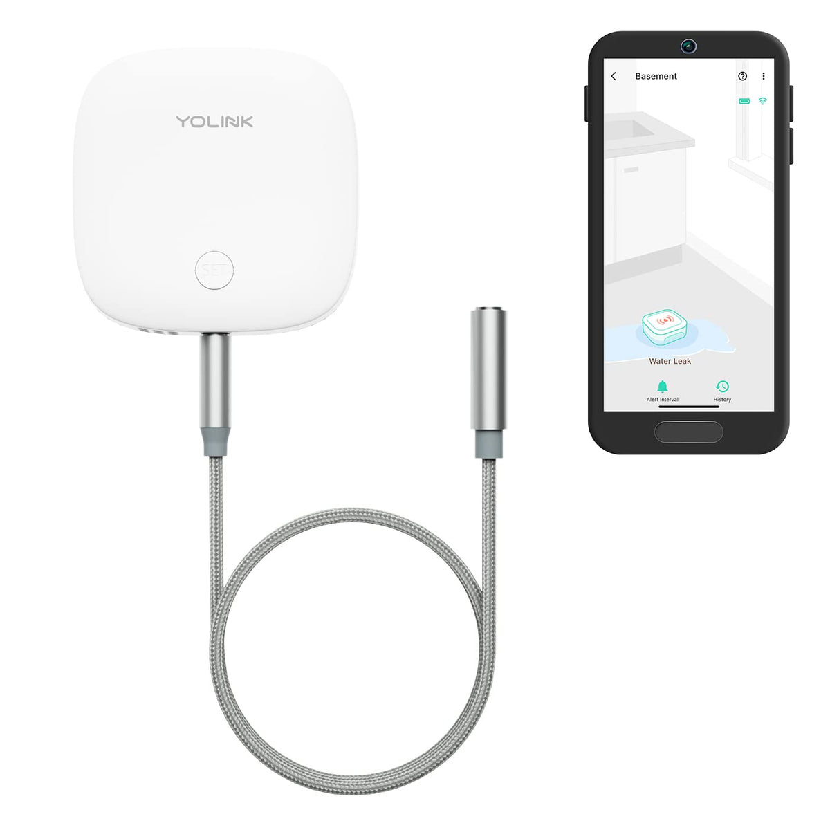YoLink water leak sensor base unit ready for resilient monitoring