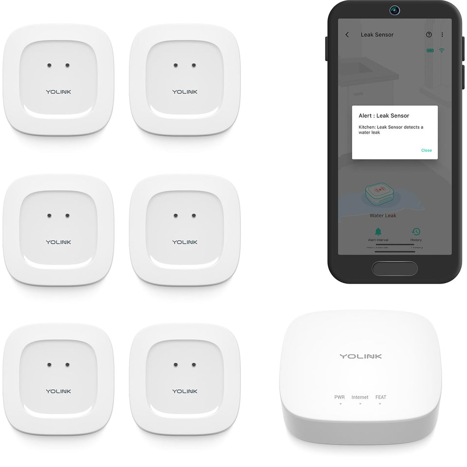 YoLink Water Leak Starter Kit hub front view shows centralized alerts and easy setup.