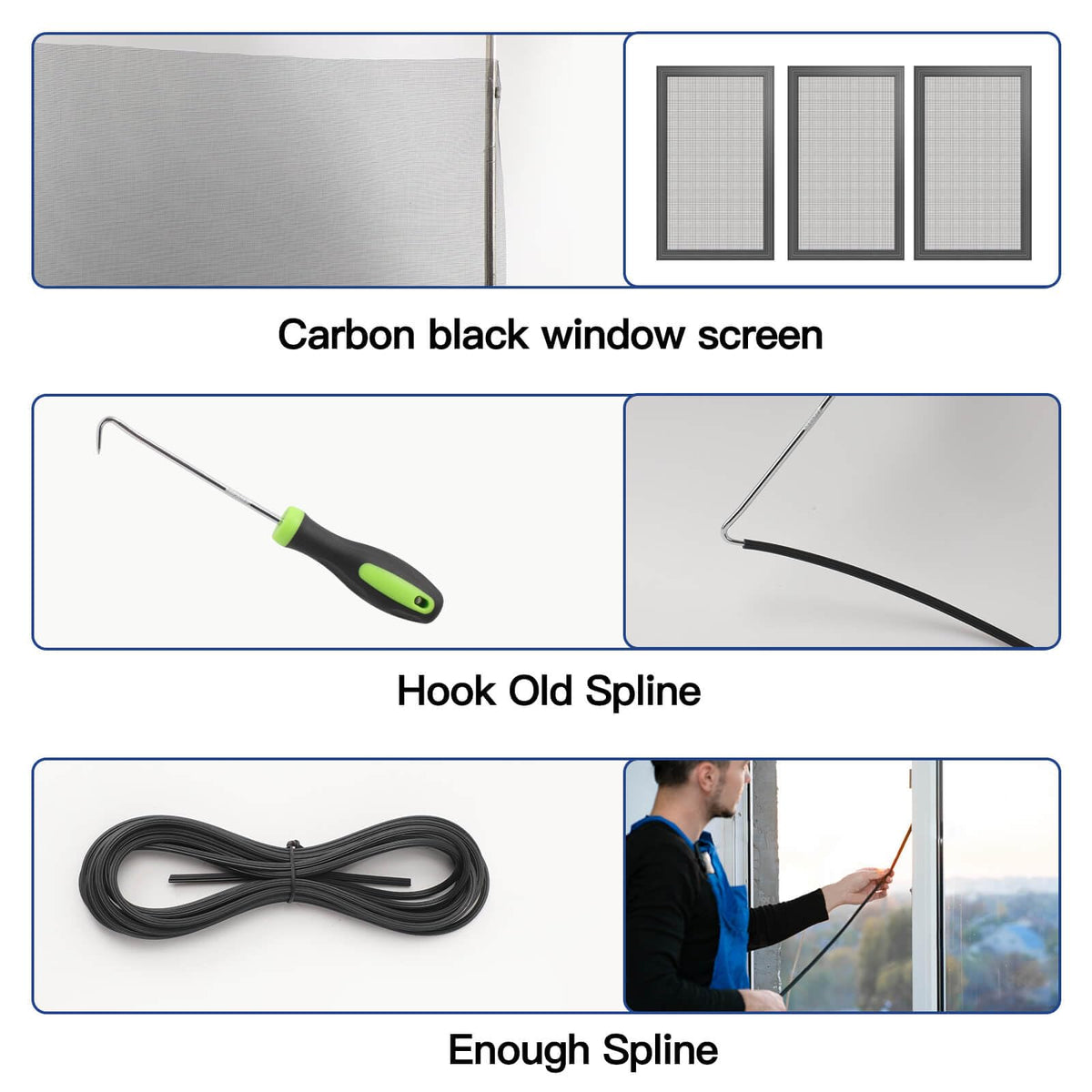 Yolovit hook and utility knife for spline seating and trimming