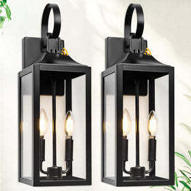 Yolsunes black dusk-to-dawn lantern close-up, durable metal finish for outdoor resilience.