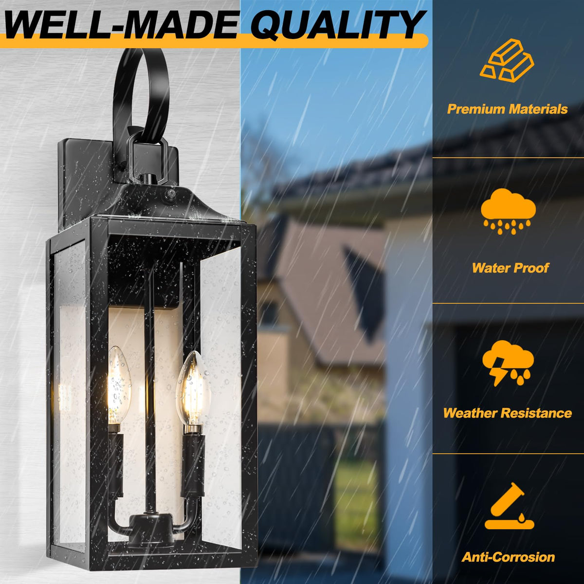 Yolsunes garden patio illumination with glass shade softening exterior glow.