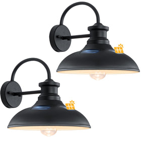 Yolsunes solar barn light with 12 inch shade illuminates porch