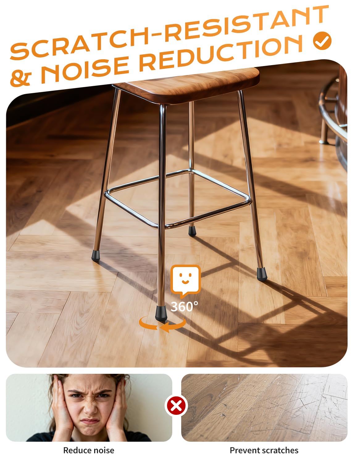Yomanta square-leg adaptors provide elastic grip and slip resistance.