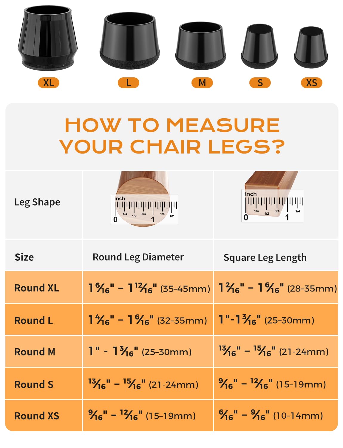 Yomanta stretchable silicone cap fits round chair legs securely and reduces movement
