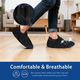 Yomeie anti-slip sole shoe covers protect indoor floors on various surfaces.