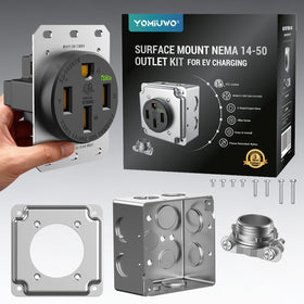 Yomiuwo NEMA 14-50R outlet surface-mount for quick EV charging setup