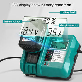 USB port on charger powers a phone while you work.