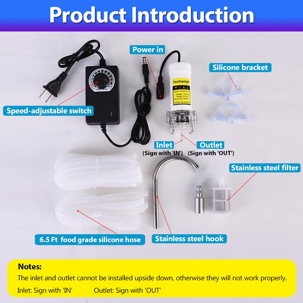Yonhamph inlet and outlet labels prevent misconnection during setup.