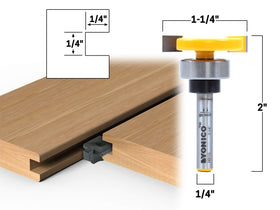 Yonico top bearing slot cutter router bit maintains precise alignment during slotting in deck projects.