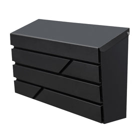 YOOBOX wall mount mailbox front view with durable black finish and modern curb appeal