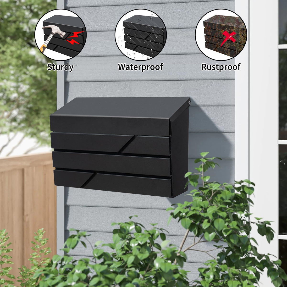 YOOBOX mailbox slot open illustrating large capacity for letters and magazines