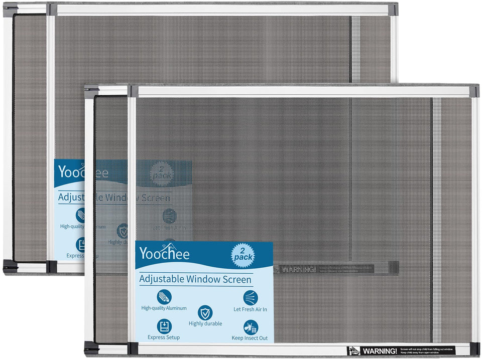 Yoochee Expandable Window Screen assembly shows secure fit for windows