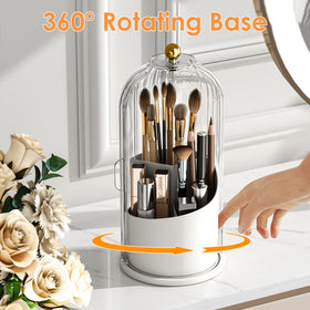 YOOLENS three-section organizer stores short and tall brushes neatly.