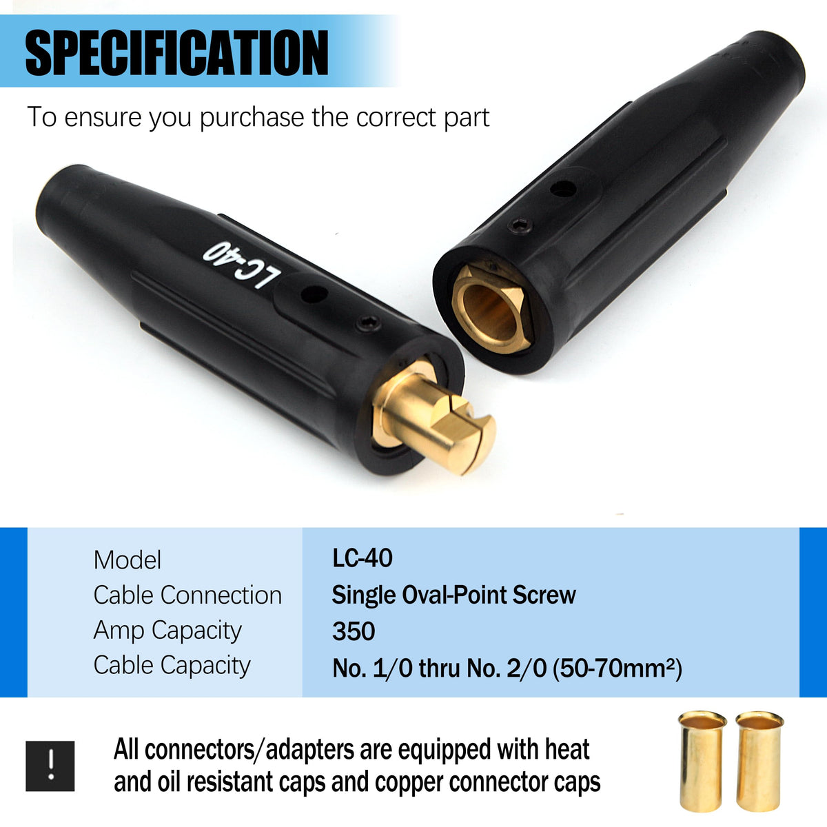 Yoolume LC-40 twist-lock female connector close-up for quick connections