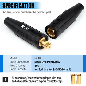 Yoolume LC-40 twist-lock female connector close-up for quick connections