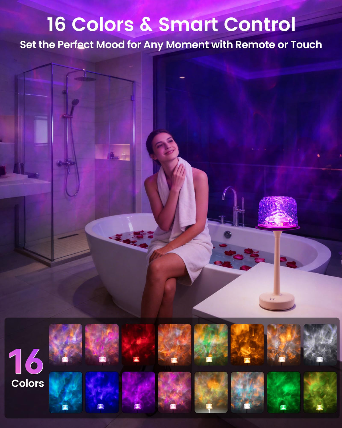Yoomue touch-control shower lamp for easy color changes
